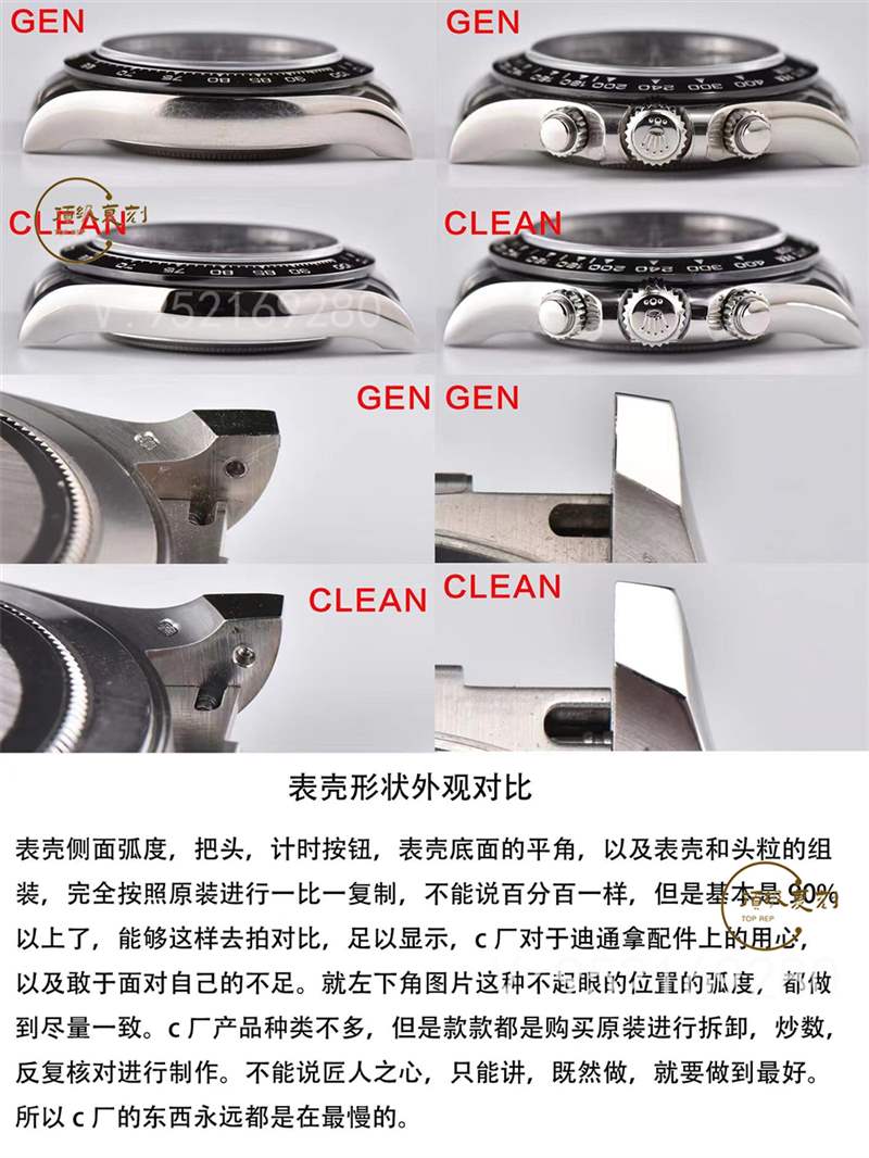 c廠(clean廠)勞力士灰色熊貓迪復(fù)刻表對比正品怎么樣-復(fù)刻表
